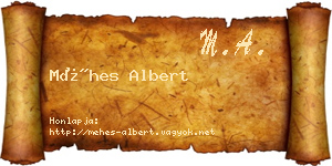 Méhes Albert névjegykártya